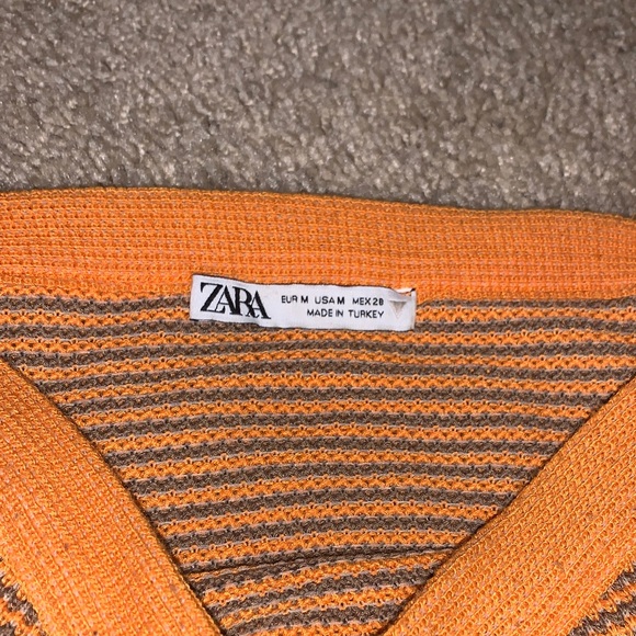 Zara Orange and Brown Striped Knit Sleeveless Crop Top Medium - Picture 6 of 11